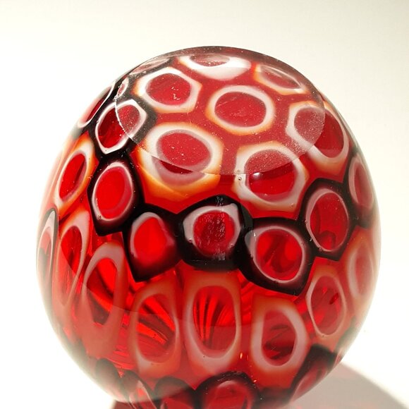 Blown Glass Bud Vase Red Bulb Confetti End Of Day - Picture 4 of 8